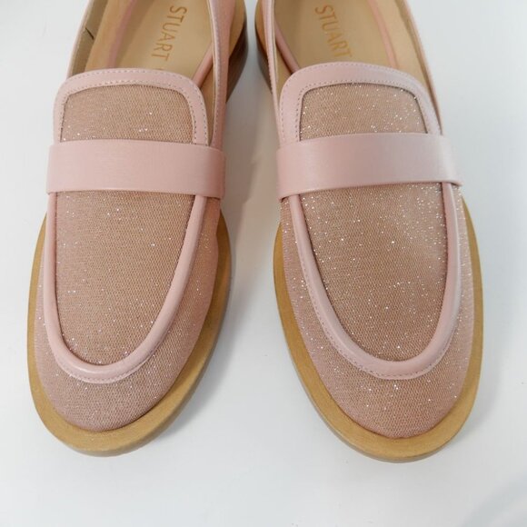 Stuart Weitzman Palmer Slip on LOAFERS Flats Size 6 Pink Shimmer Mesh NEW $475 - Picture 8 of 16